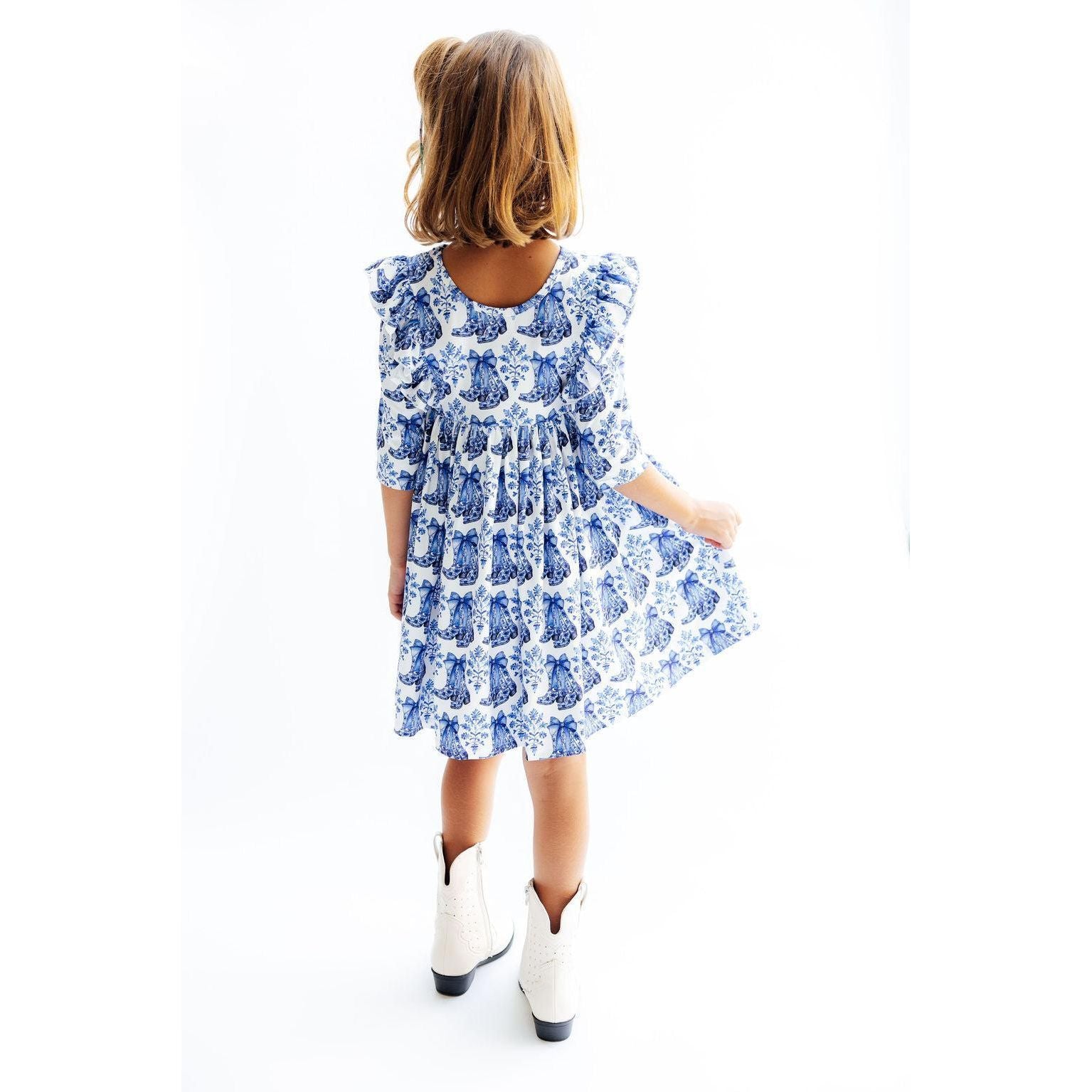 Southern Belle 3/4 Sleeve Ruffle Twirl Dress