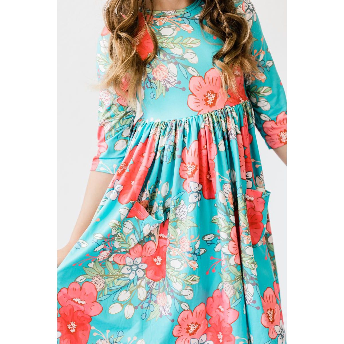 SALE After the Rain 3/4 Sleeve Pocket Twirl Dress