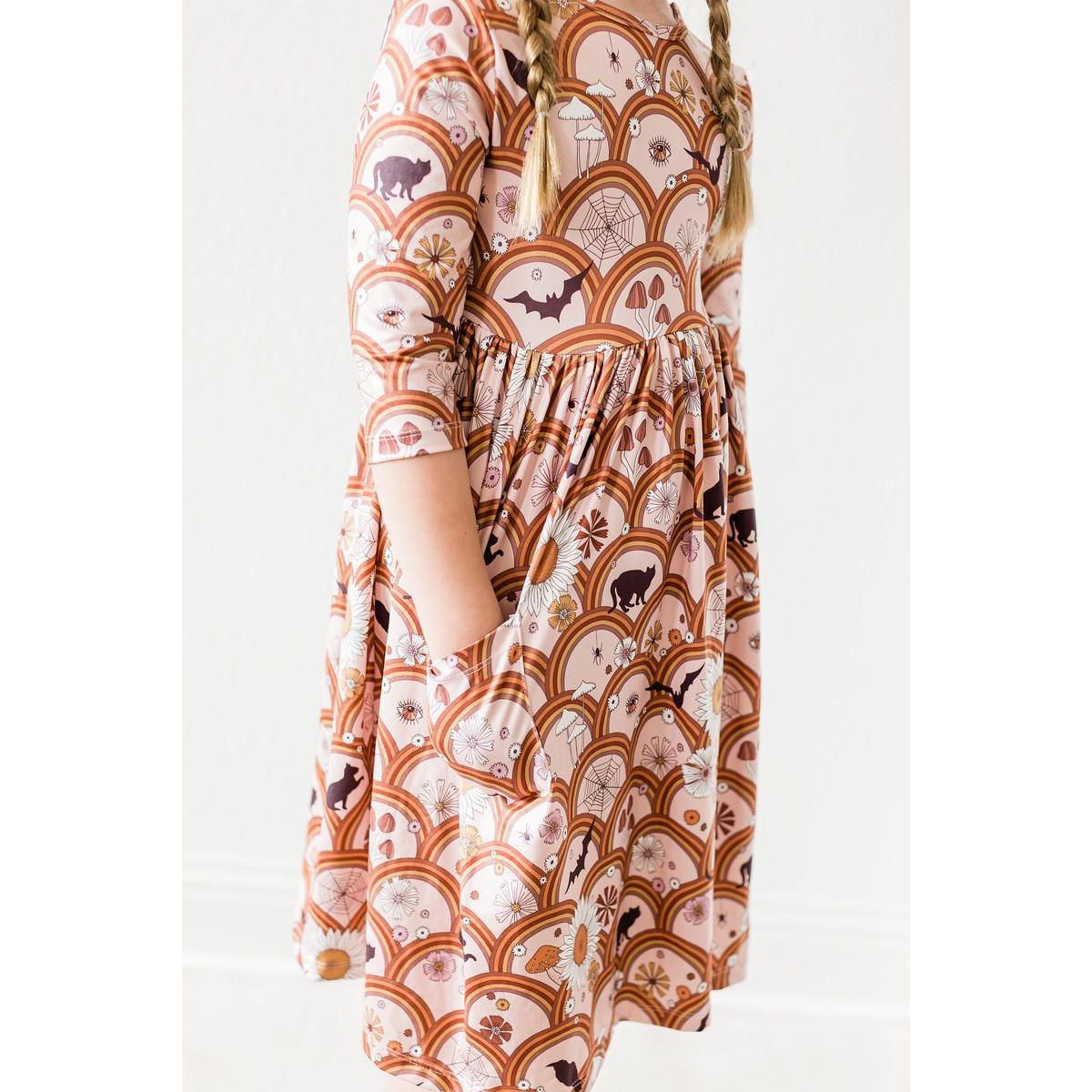 SALE Hocus Pocus 3/4 Sleeve Pocket Twirl Dress