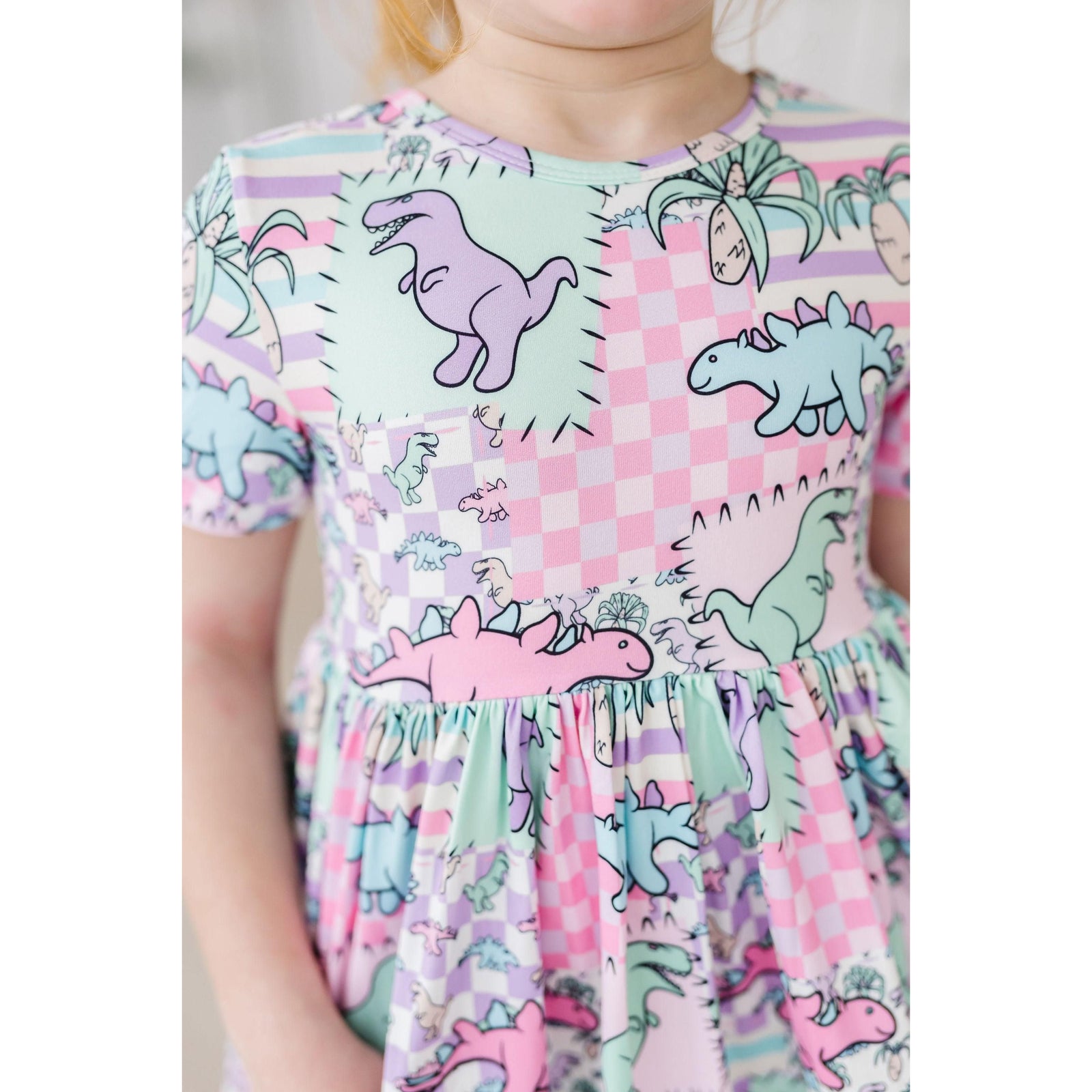 SALE Quilted Dinos S/S Pocket Twirl Dress