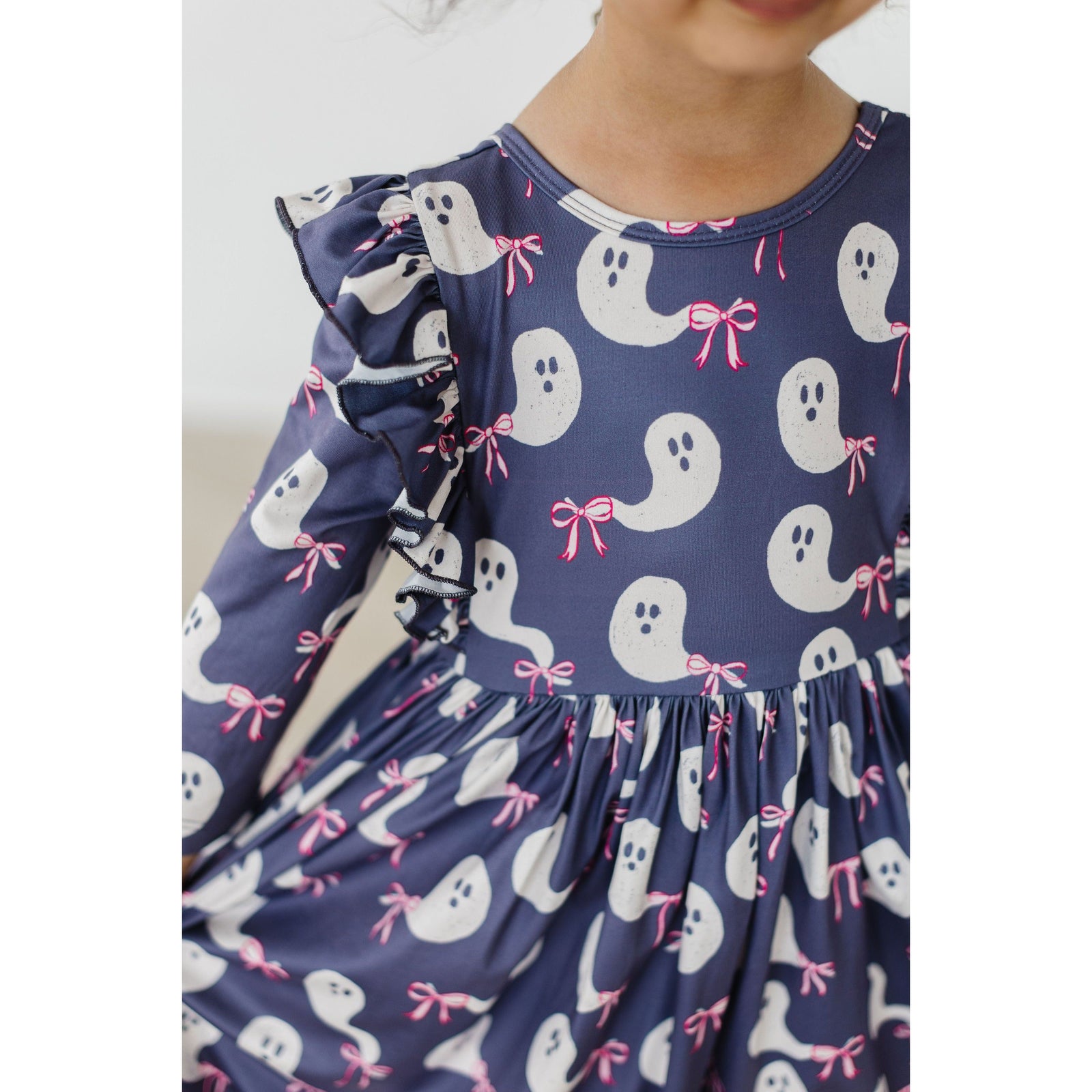 SALE Tied with a Boo 3/4 Ruffle Twirl Dress