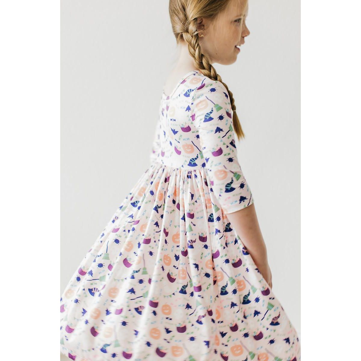 SALE Trick or Treat 3/4 Sleeve Pocket Twirl Dress