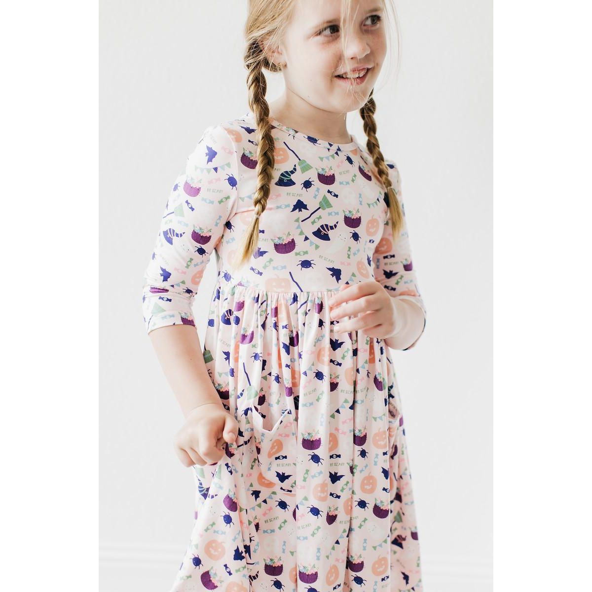 SALE Trick or Treat 3/4 Sleeve Pocket Twirl Dress