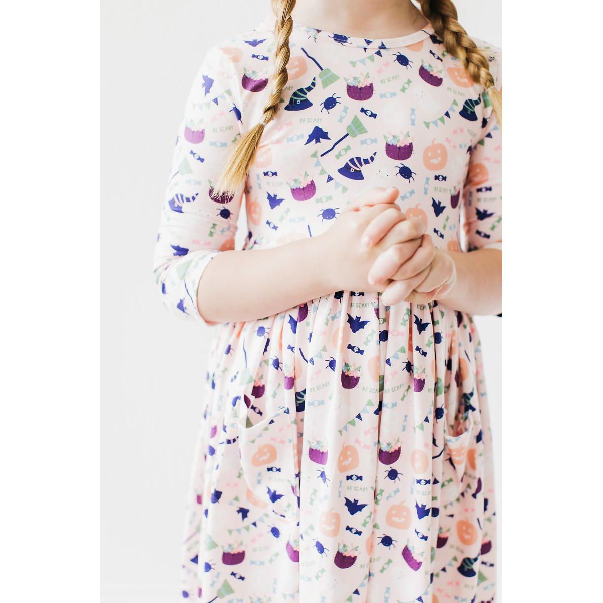 SALE Trick or Treat 3/4 Sleeve Pocket Twirl Dress