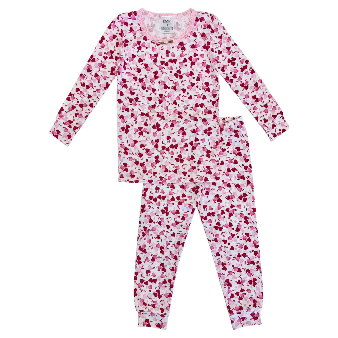 long sleeve pajama set | heart sprinkles