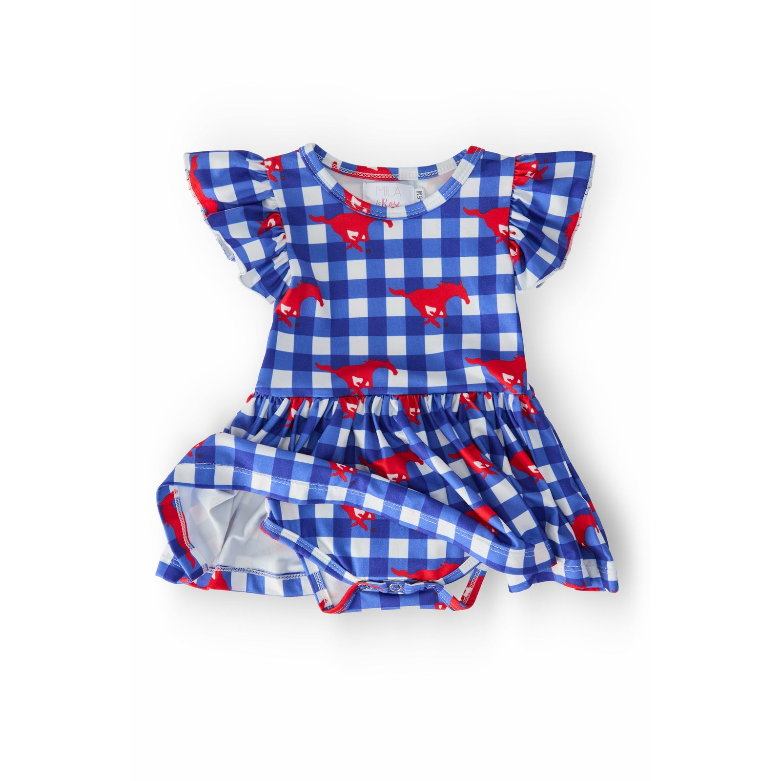 SMU Plaid Mustang Flutter Twirl Bodysuit