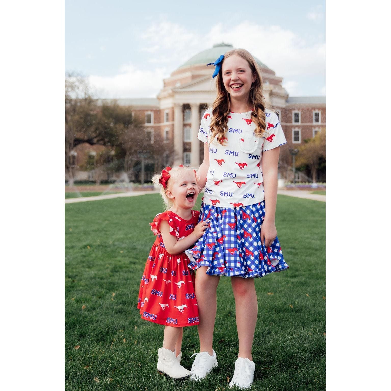 SMU Plaid Mustang Ruffle Twirl Skort