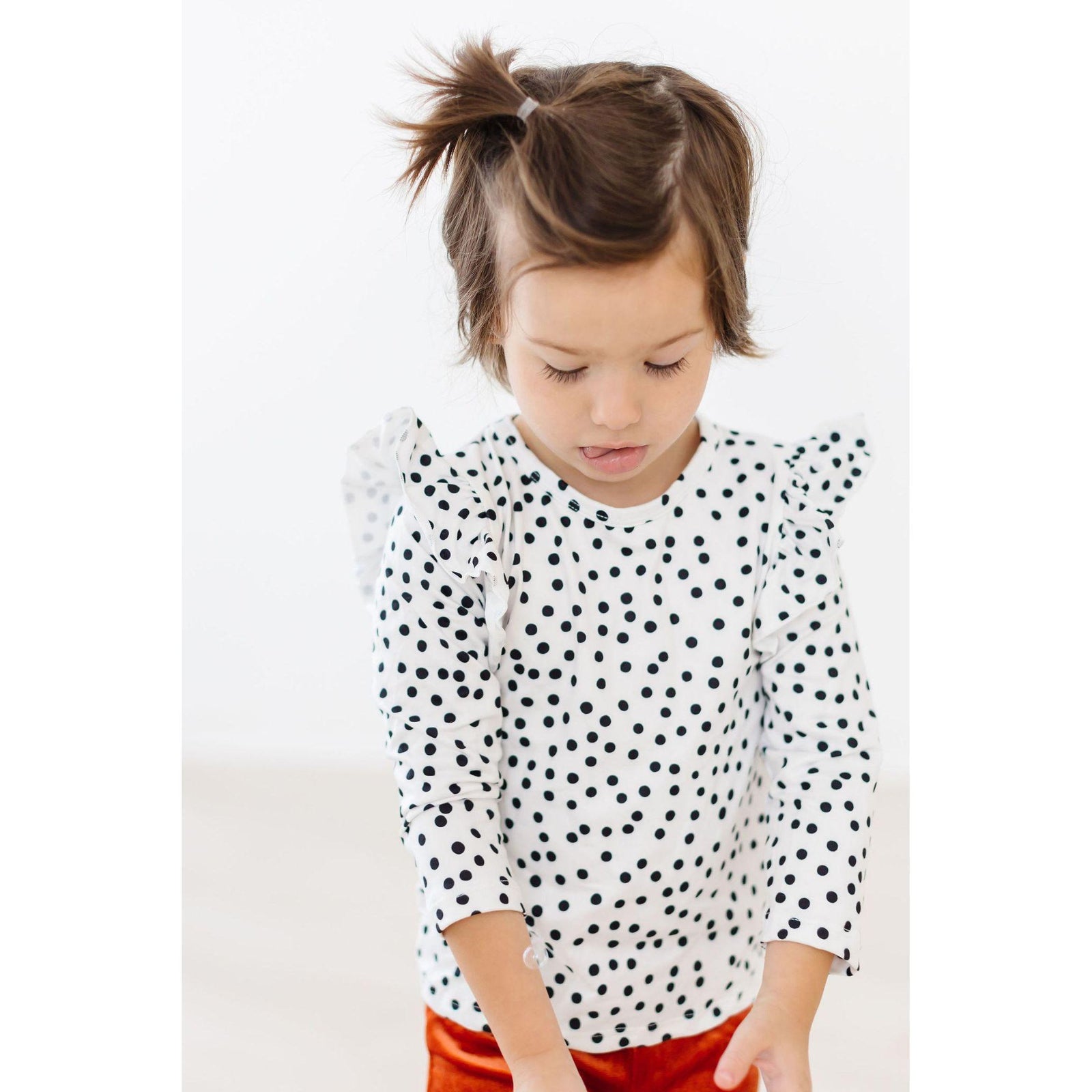 Scattered Dot L/S Ruffle Tee