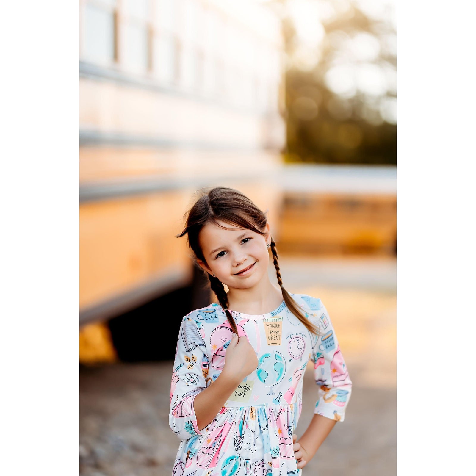 School is Cool 3/4 Sleeve Pocket Twirl Dress