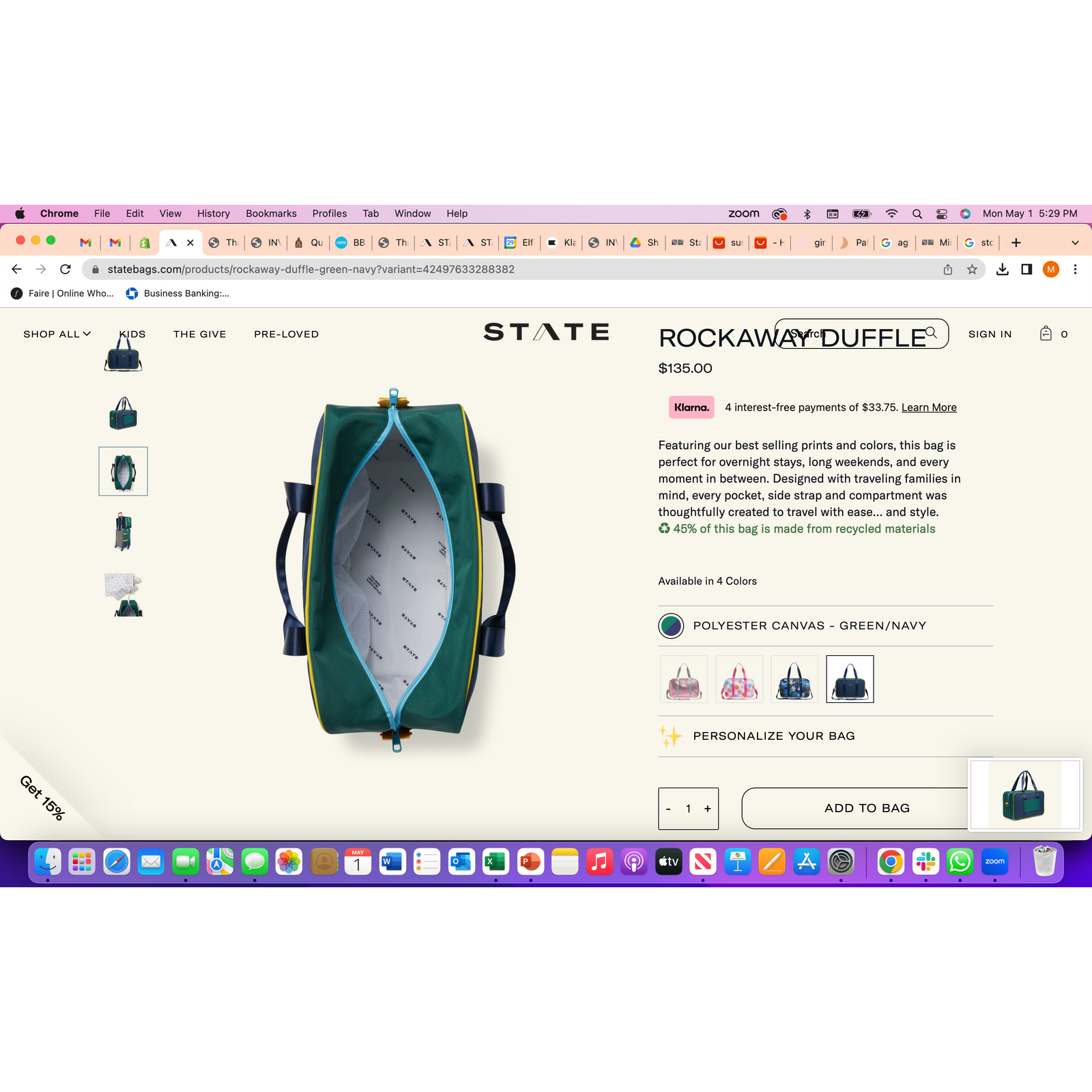 rockaway duffle | green/navy