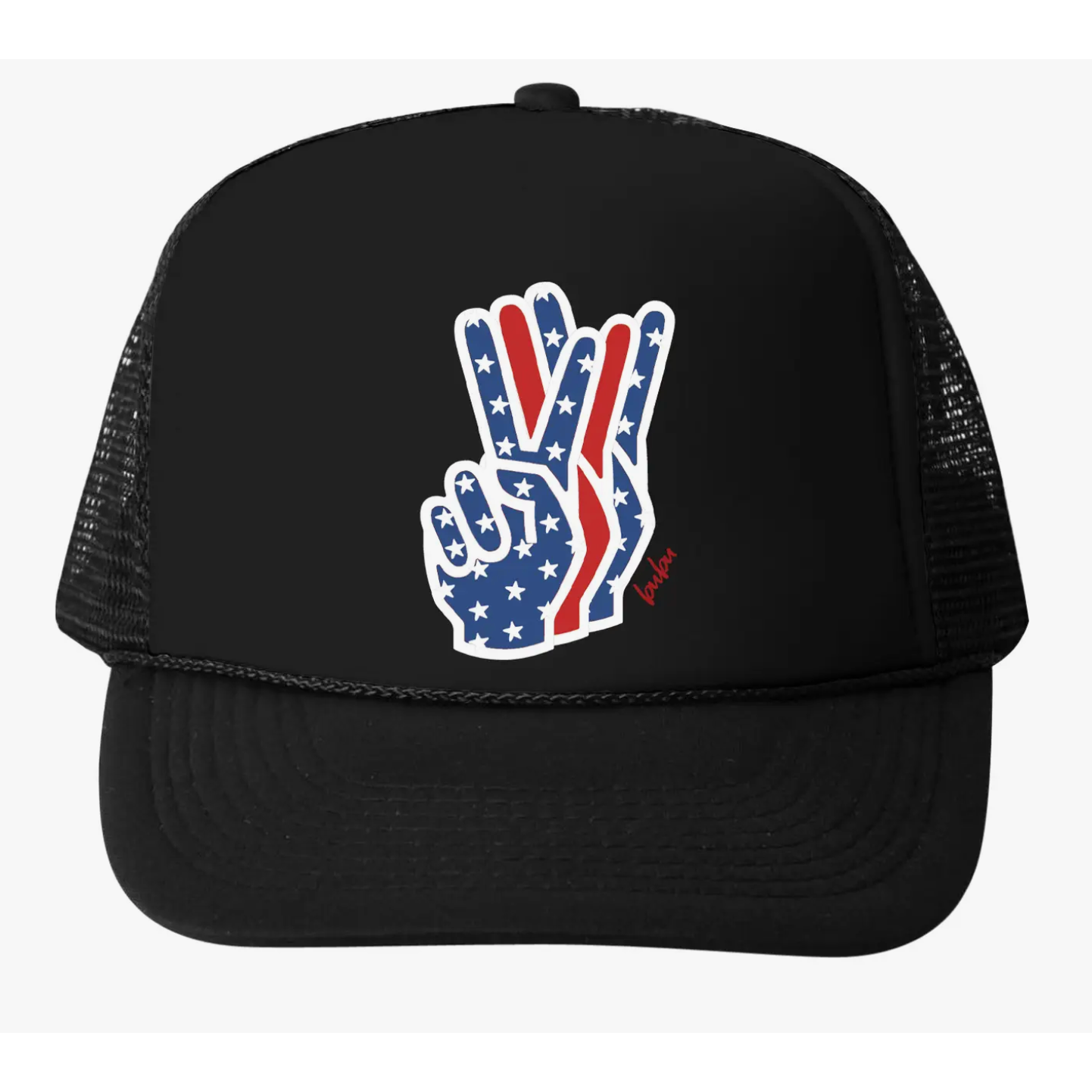 july 4th peace trucker hat in black