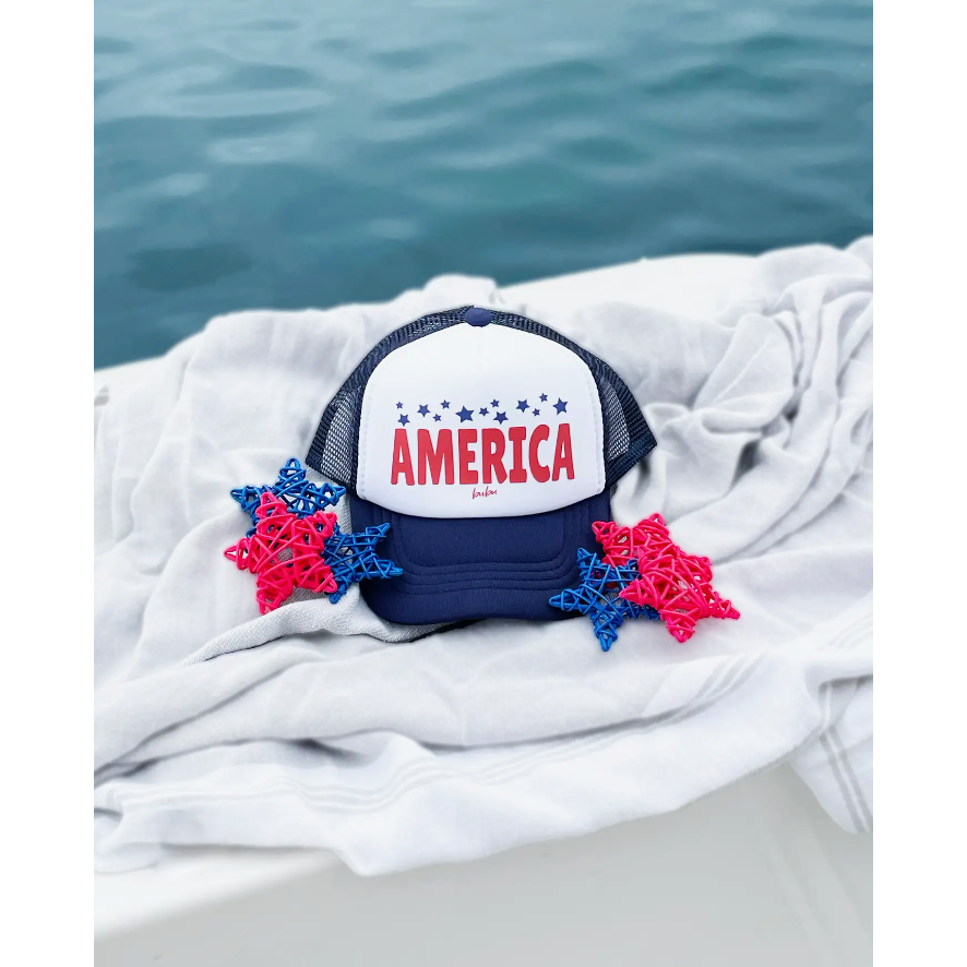 july 4th america trucker hat in black