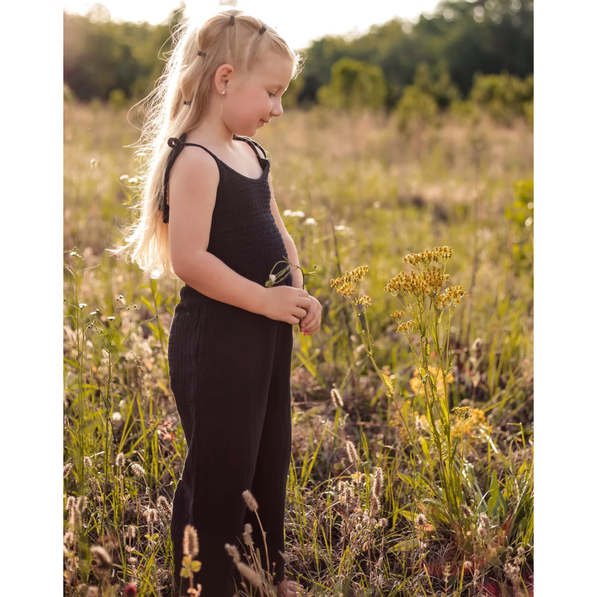 leena smocked jumpsuit | black