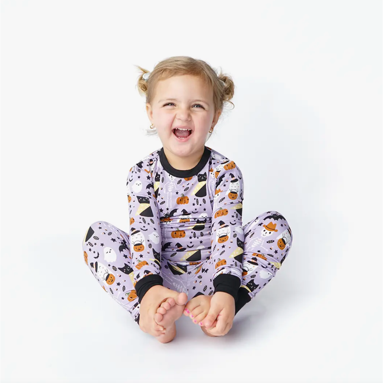 halloween bamboo toddler pajama set | spooky cute purple