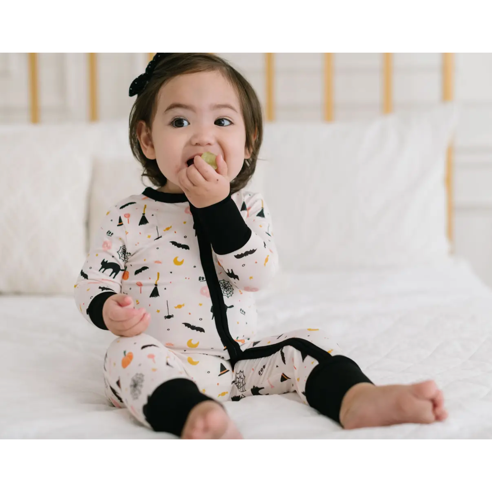 double zip halloween baby pajama footie | spooky scenes