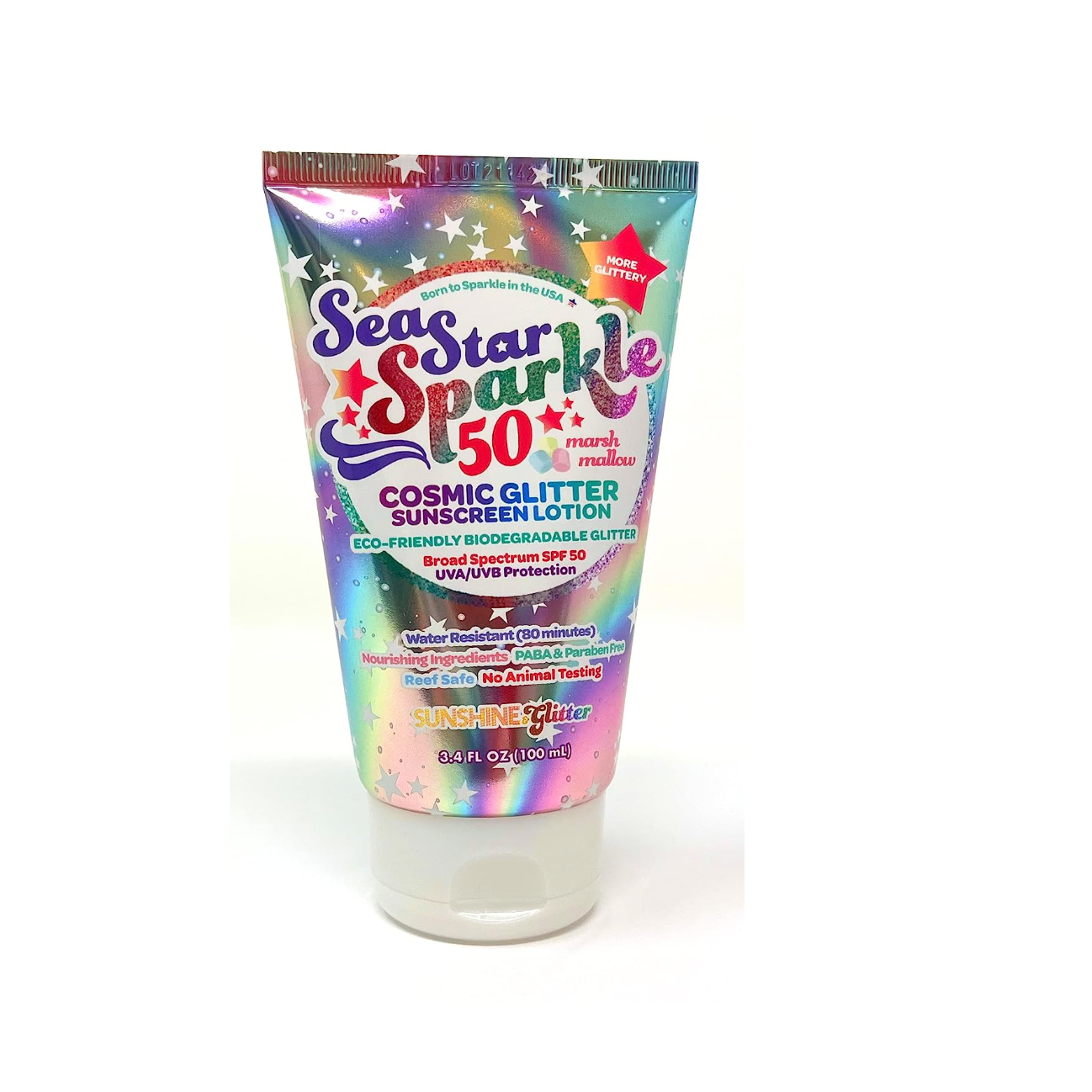 sea star sparkle SPF 50 sunscreen | cosmic glitter