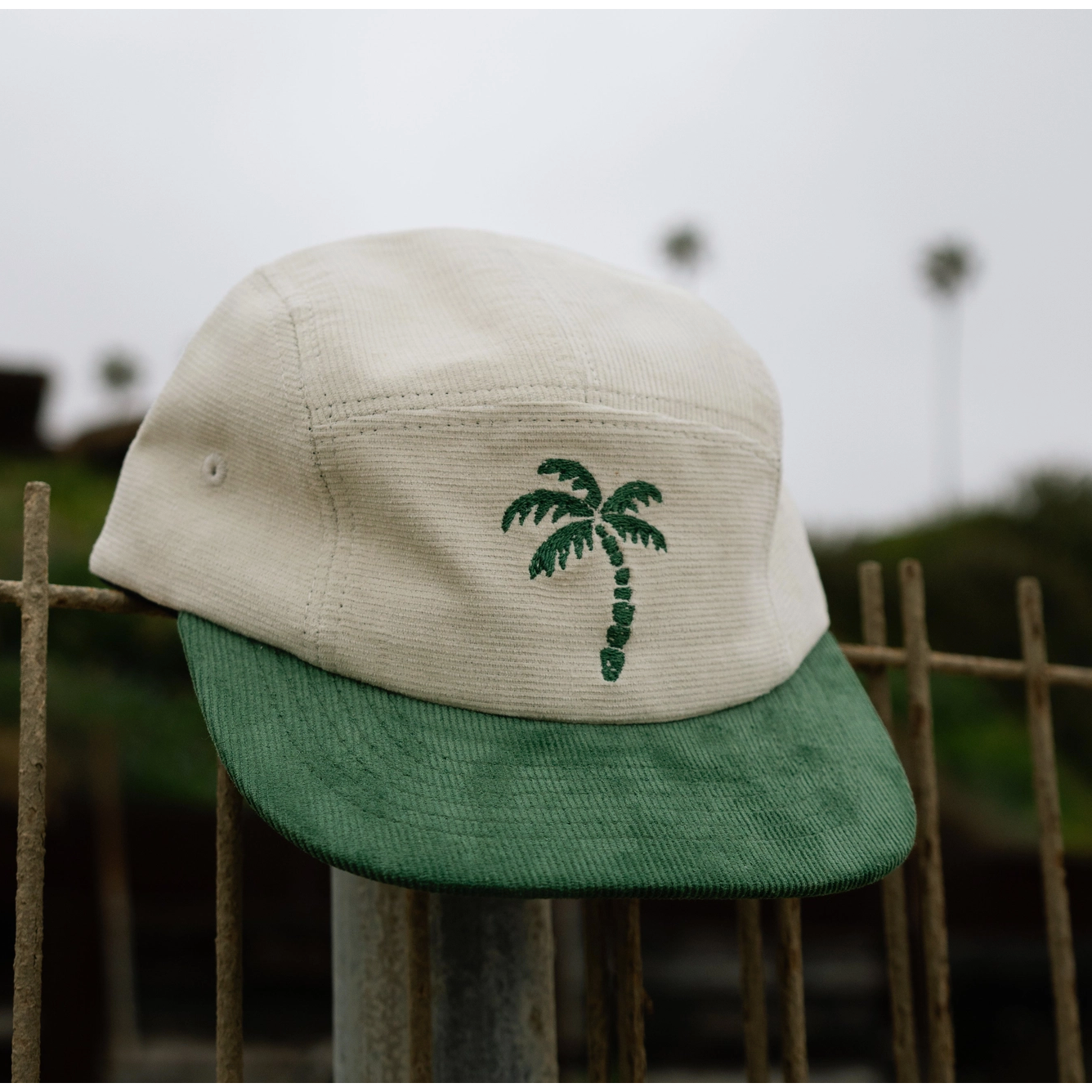 palm tree corduroy five-panel hat