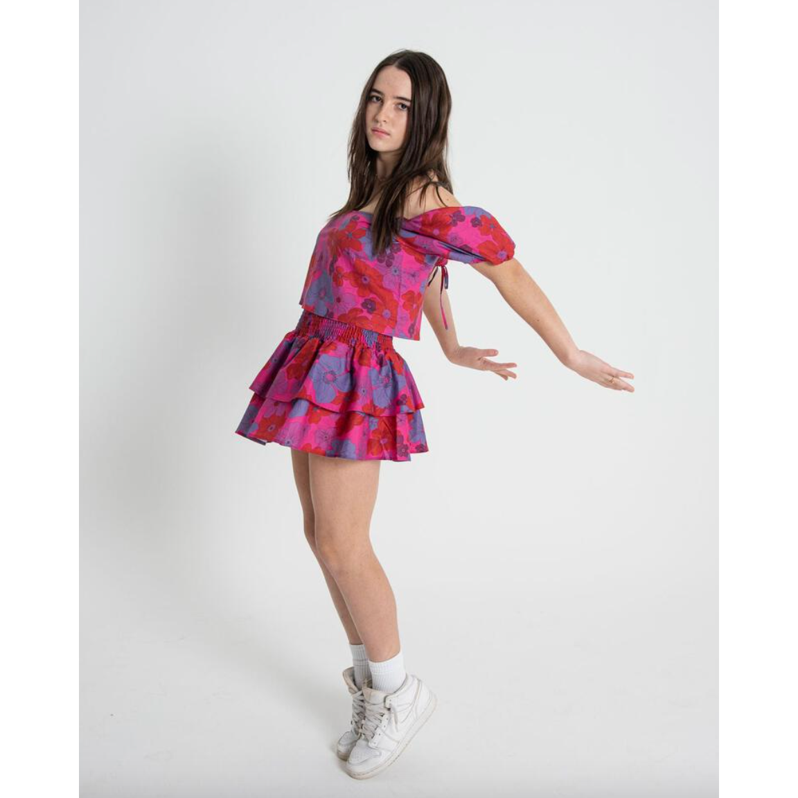 jules mini skirt | pink 70s floral