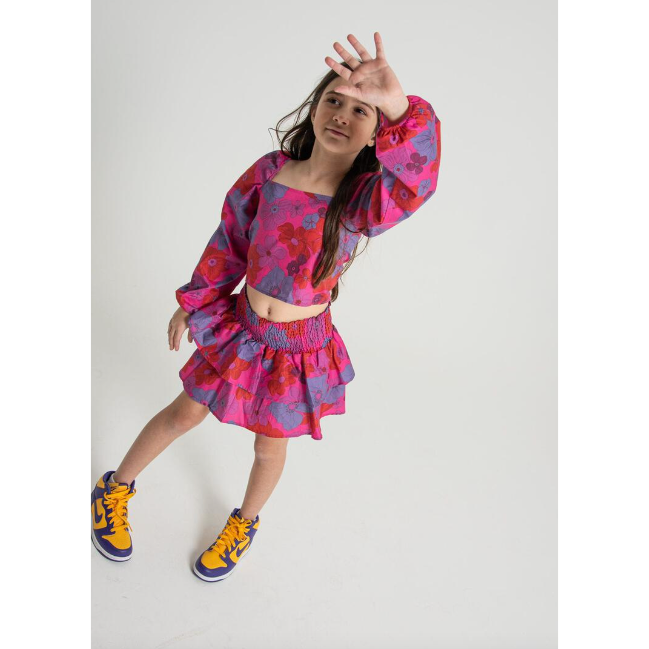 jules mini skirt | pink 70s floral