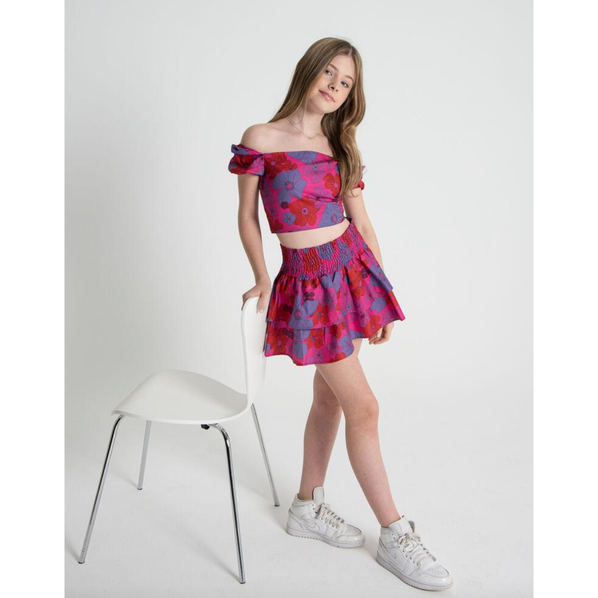 noa double top | pink 70s floral