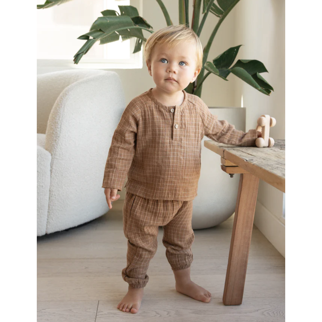 zion shirt || cinnamon grid