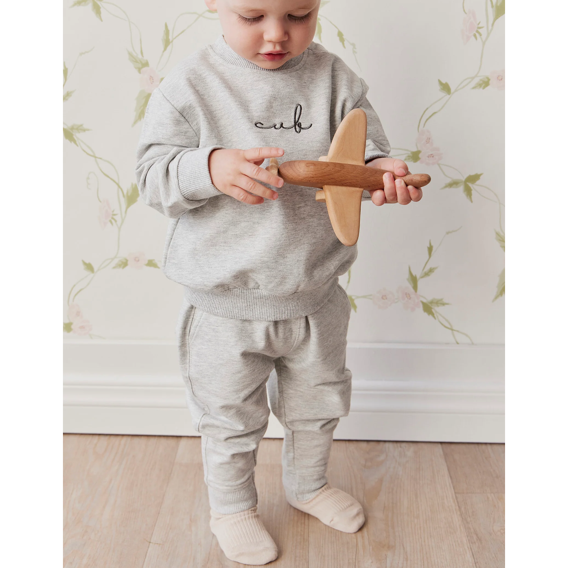 organic cotton jalen track pant | light grey marle