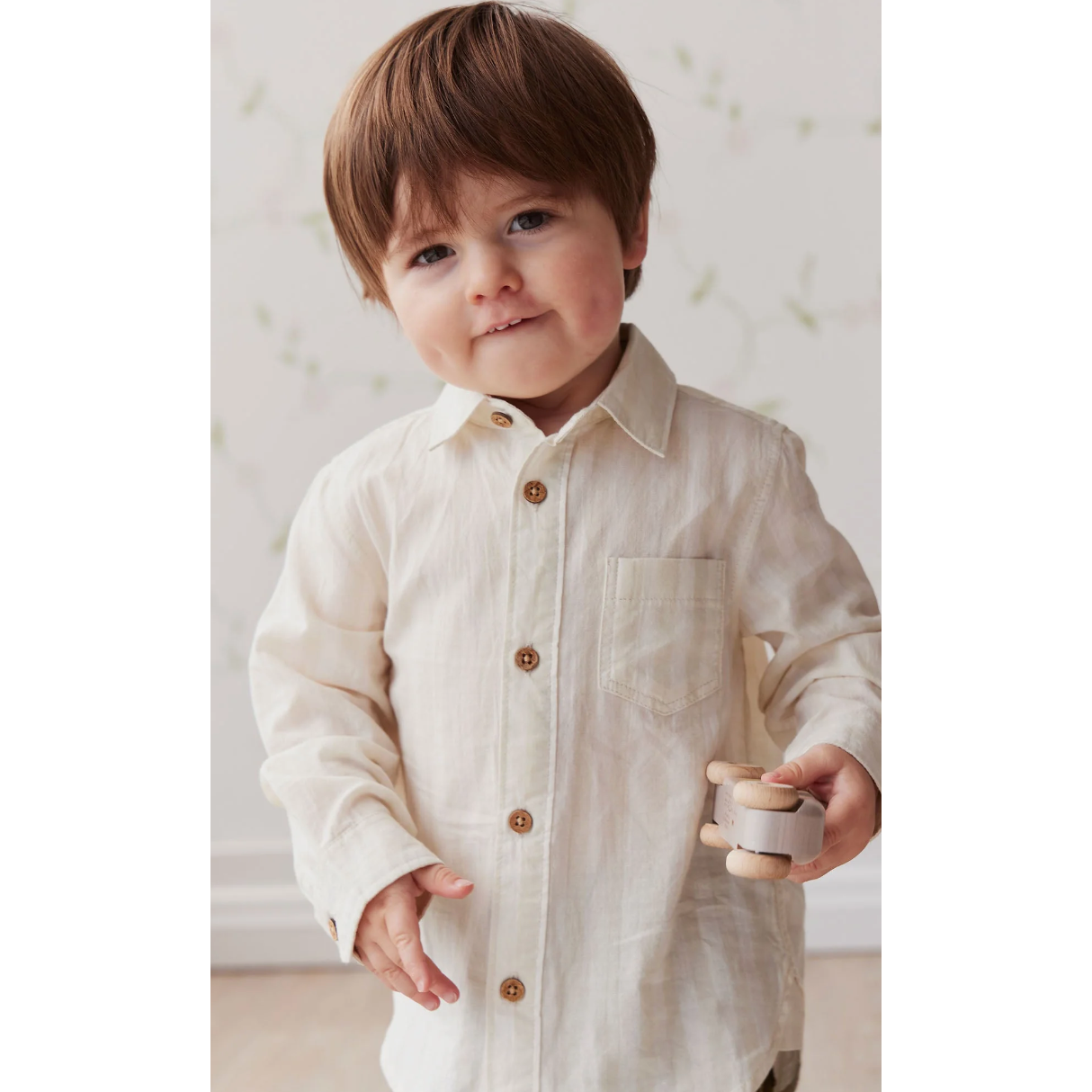 quentin woven shirt | fog/cloud stripe