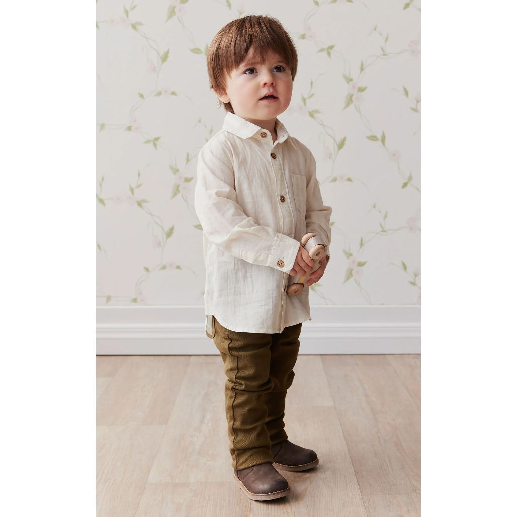 quentin woven shirt | fog/cloud stripe