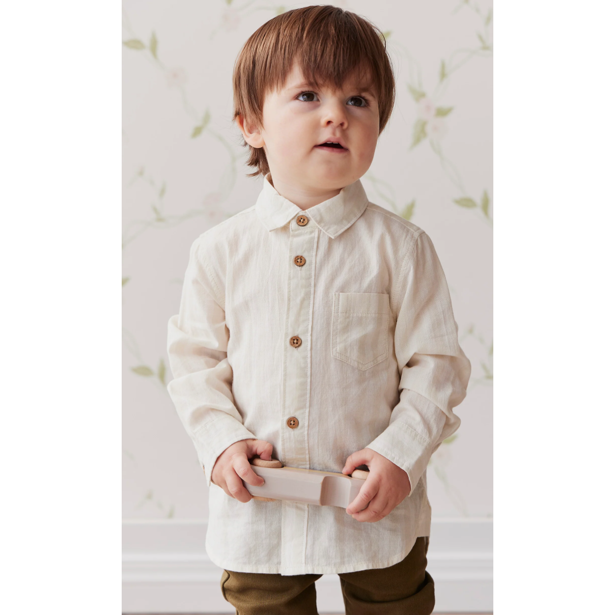 quentin woven shirt | fog/cloud stripe