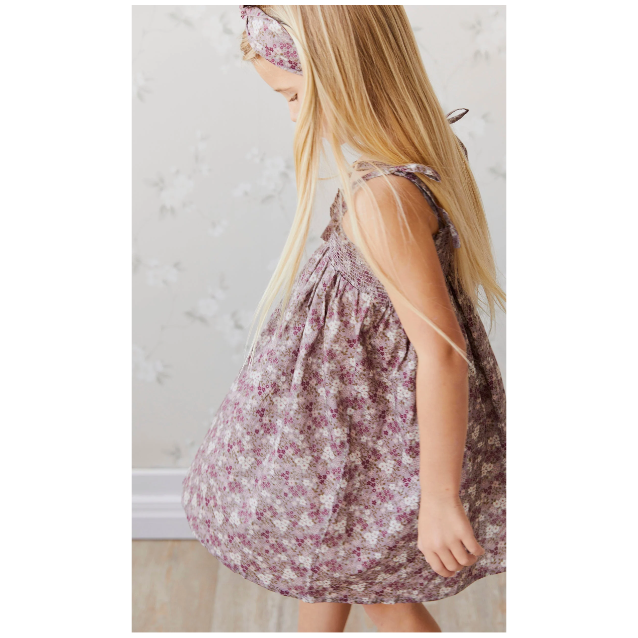 organic cotton eveleigh dress | pansy floral fawn