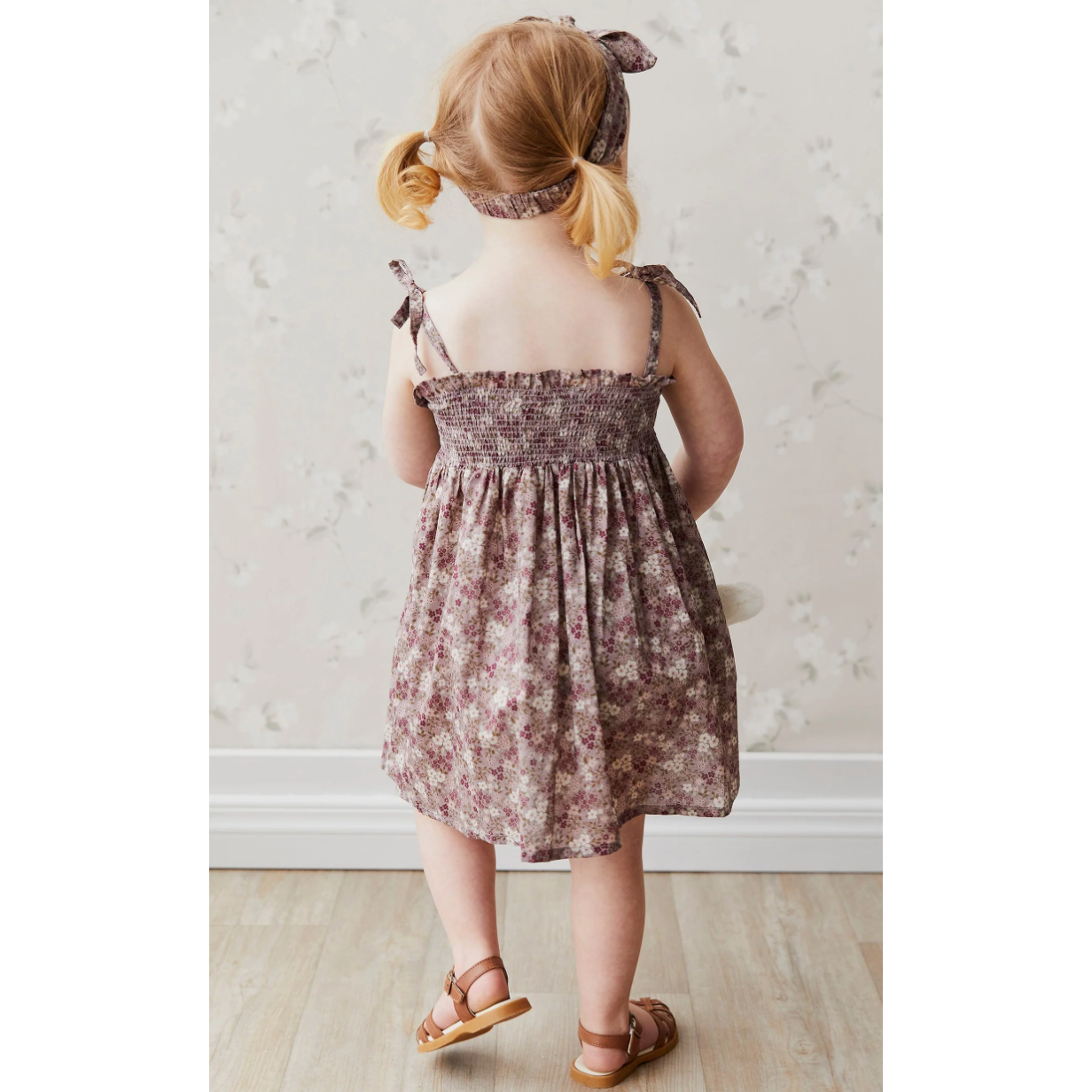 organic cotton eveleigh dress | pansy floral fawn