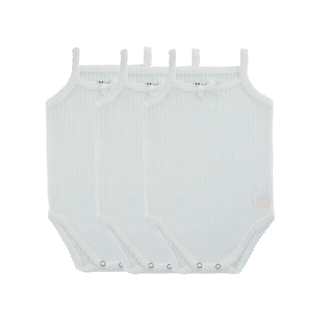 pointelle white onesie (three pack)