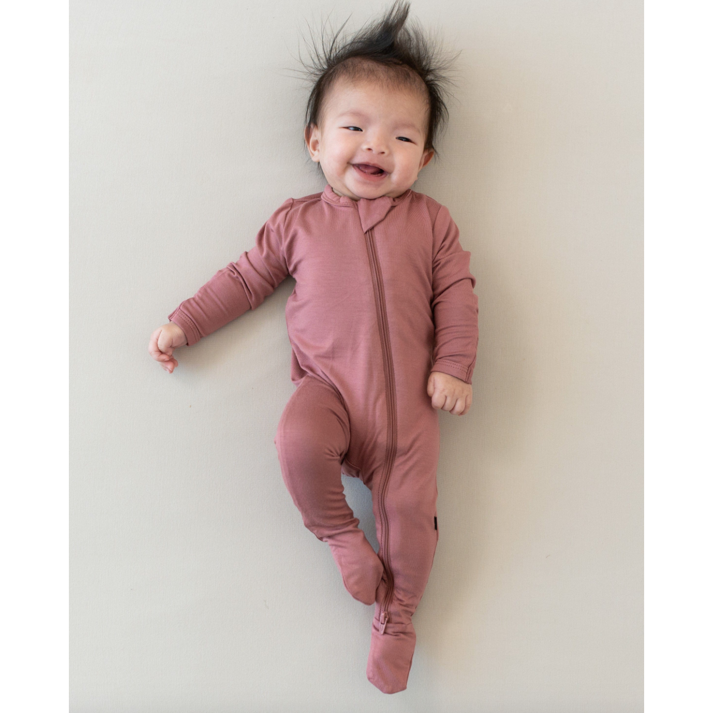 zippered footie | dusty rose