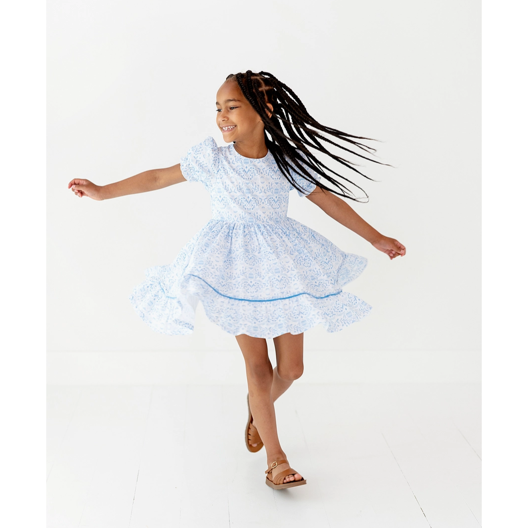aura poplin dress in blue bunnies | easter dress
