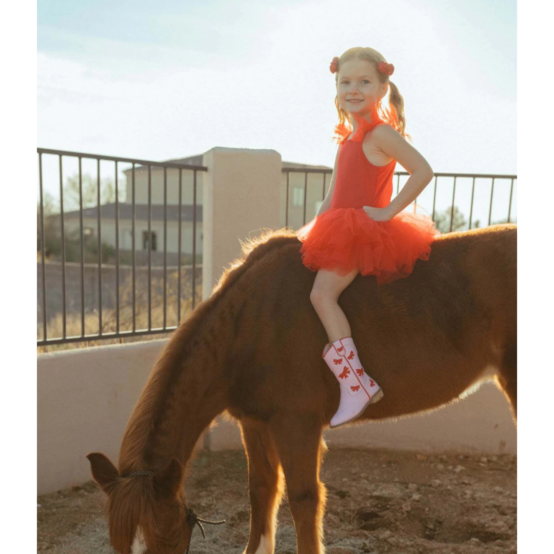 red + pink bow cowgirl boots