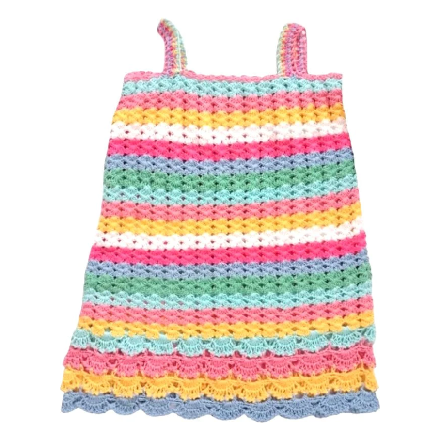 pastel rainbow crochet dress