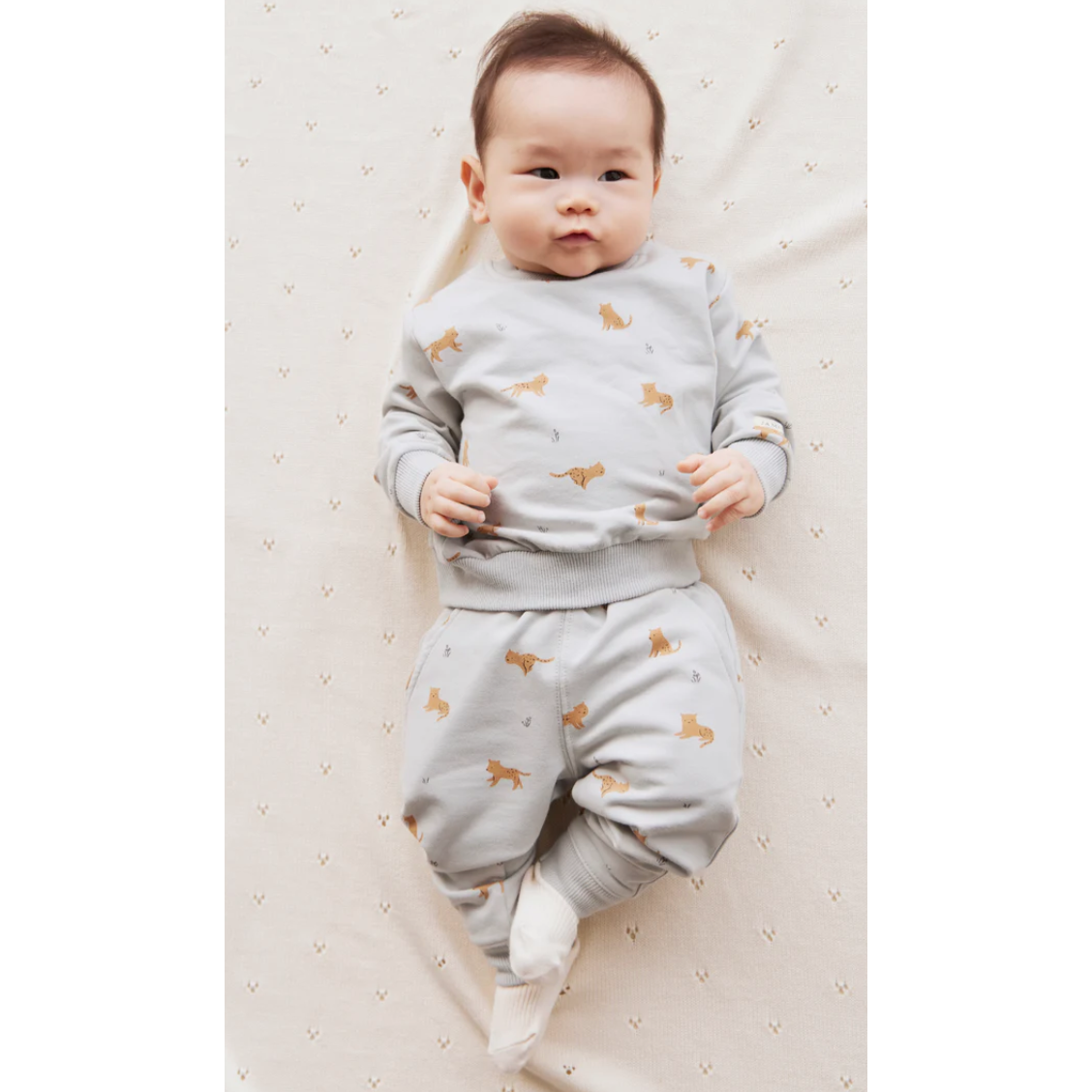 organic cotton jalen track pant | lenny leopard sage