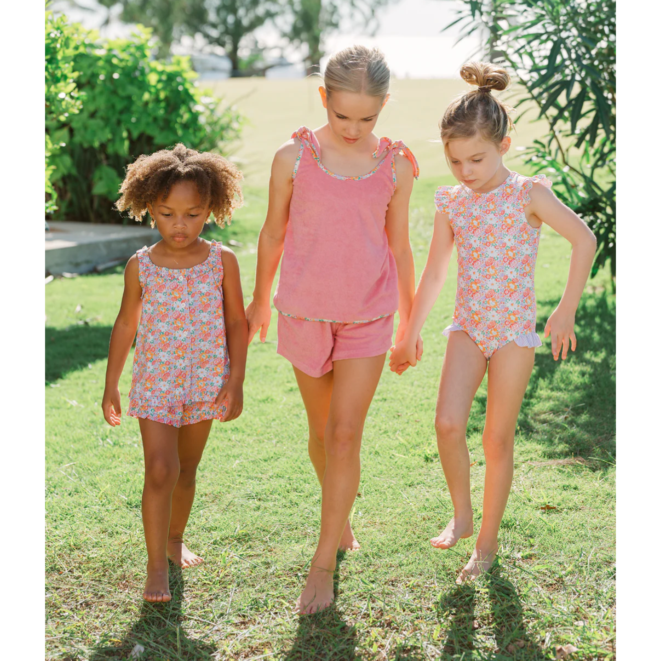 girls island blossom ruffle cap sleeve rashguard one piece