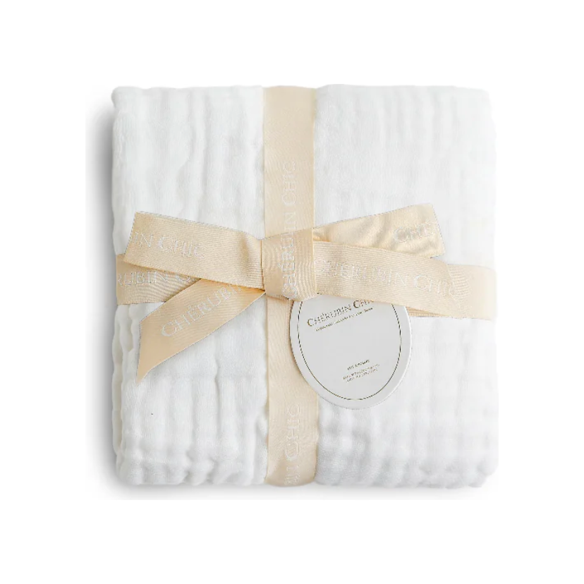 muslin baby swaddle blanket: 6 layers | white