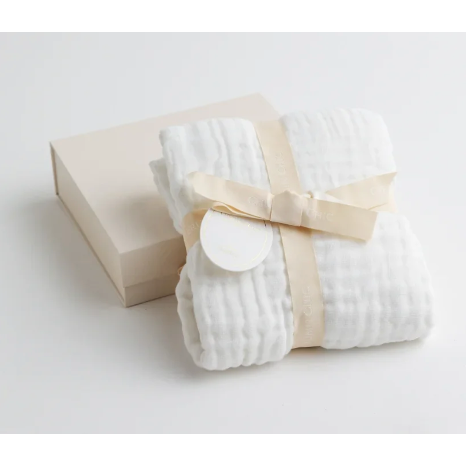 muslin baby swaddle blanket: 6 layers | white