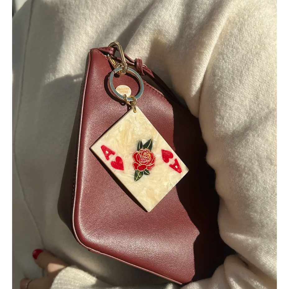 hand-painted ace of hearts bag charm + keychain