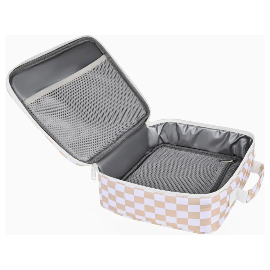 caramel check insulated lunch bag