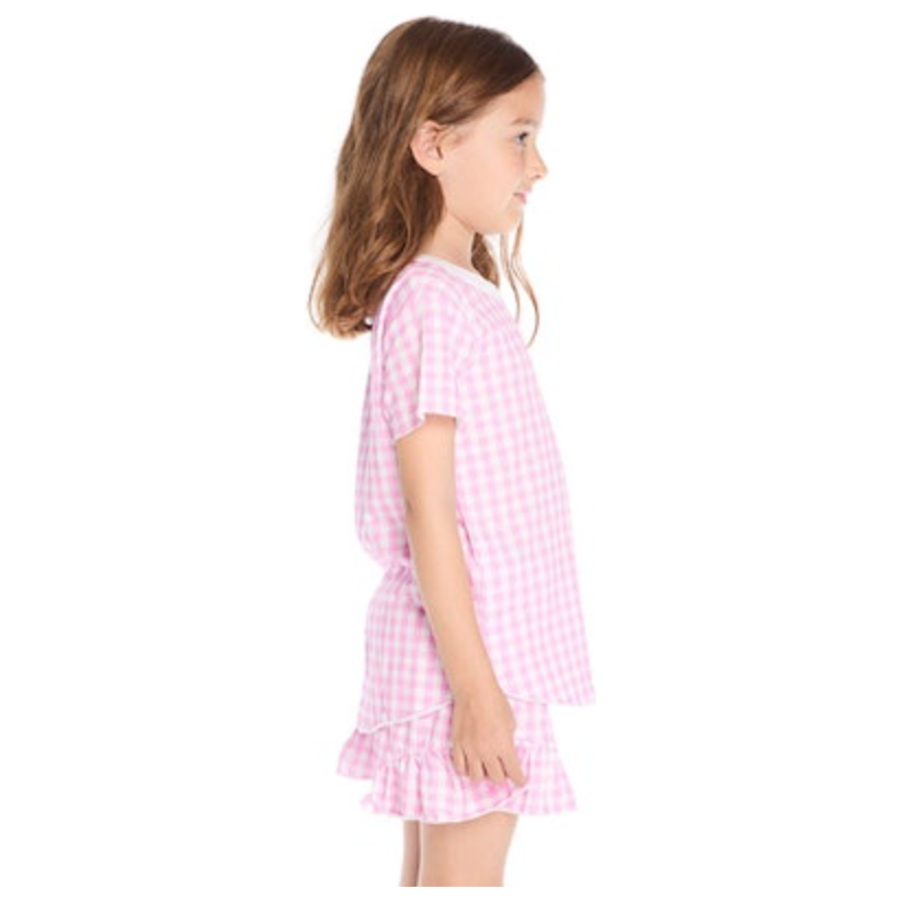 short sleeve shirtail tee | pinky gingham