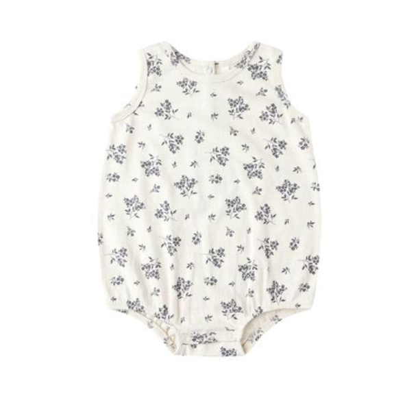 bubble onesie || blue floral
