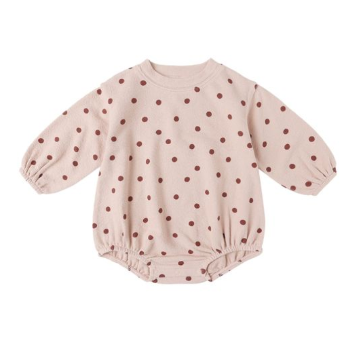 spongey knit romper | polka dots
