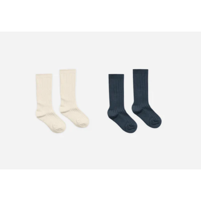ribbed socks || natural, navy