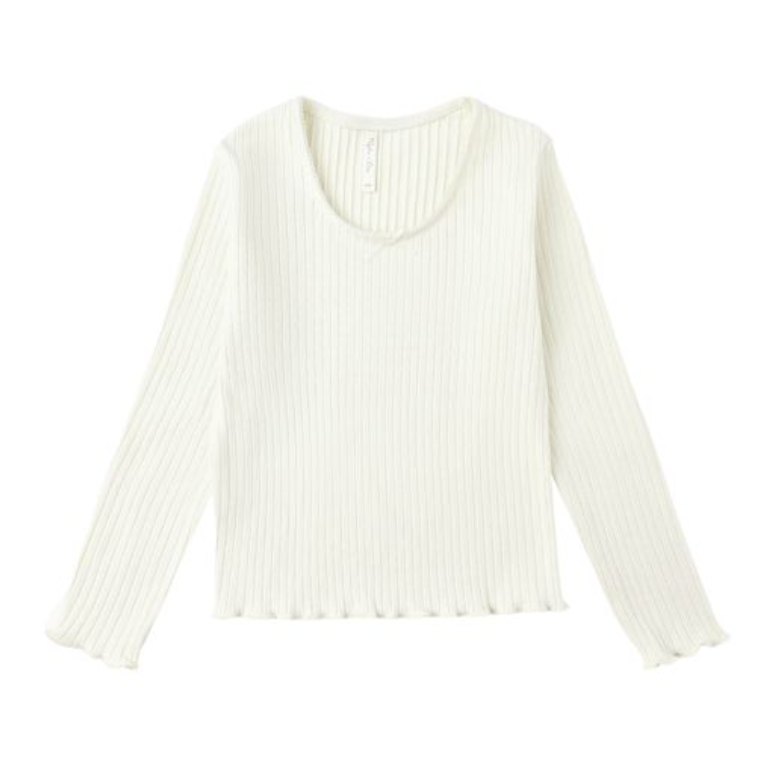 ribbed long sleeve || ivory