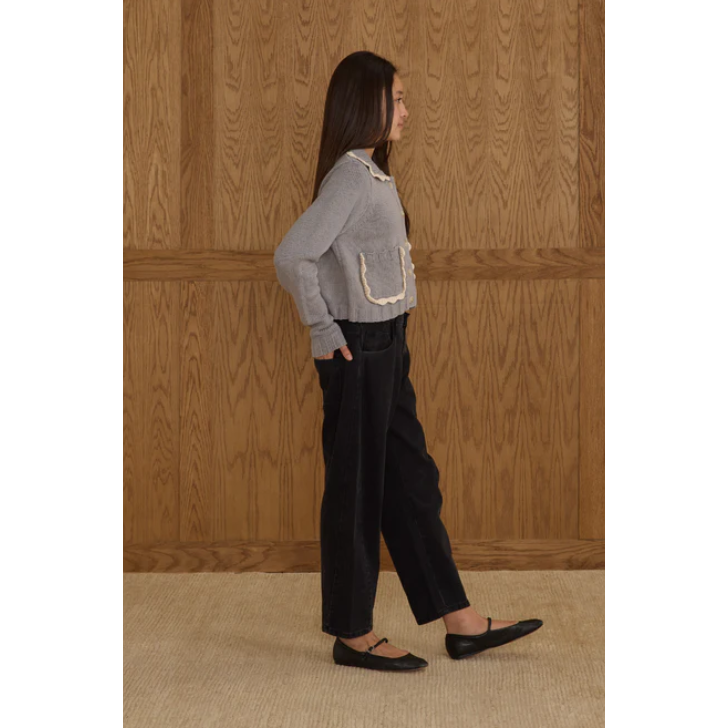 collared cardigan || dusty blue