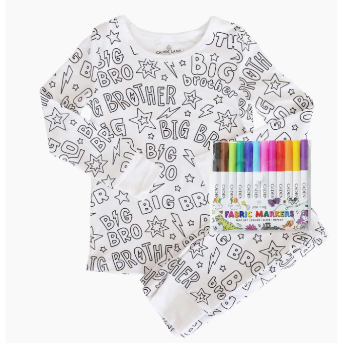 colorable 2 piece pajama set | big bro