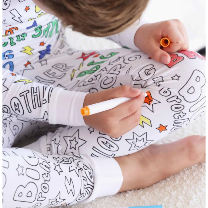 colorable 2 piece pajama set | big bro